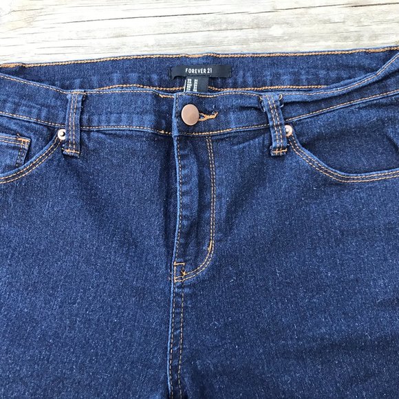 Forever 21 Women Jeans Dark Blue Stretched Jeans S - Picture 3 of 9